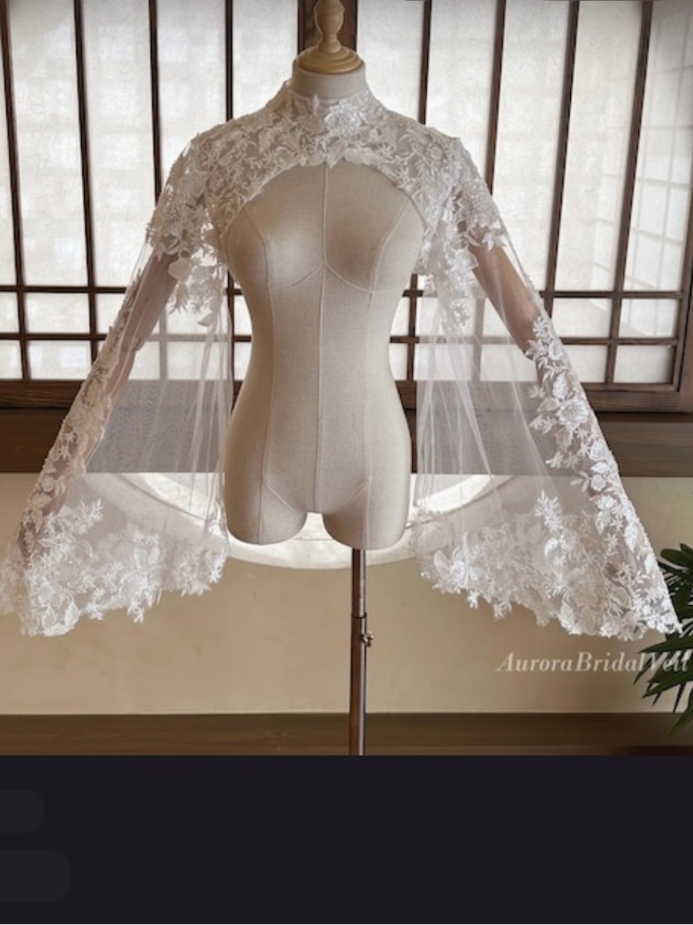 Ivory Lace Bridal Capelet Tunic - Elegant Sheer Shrug